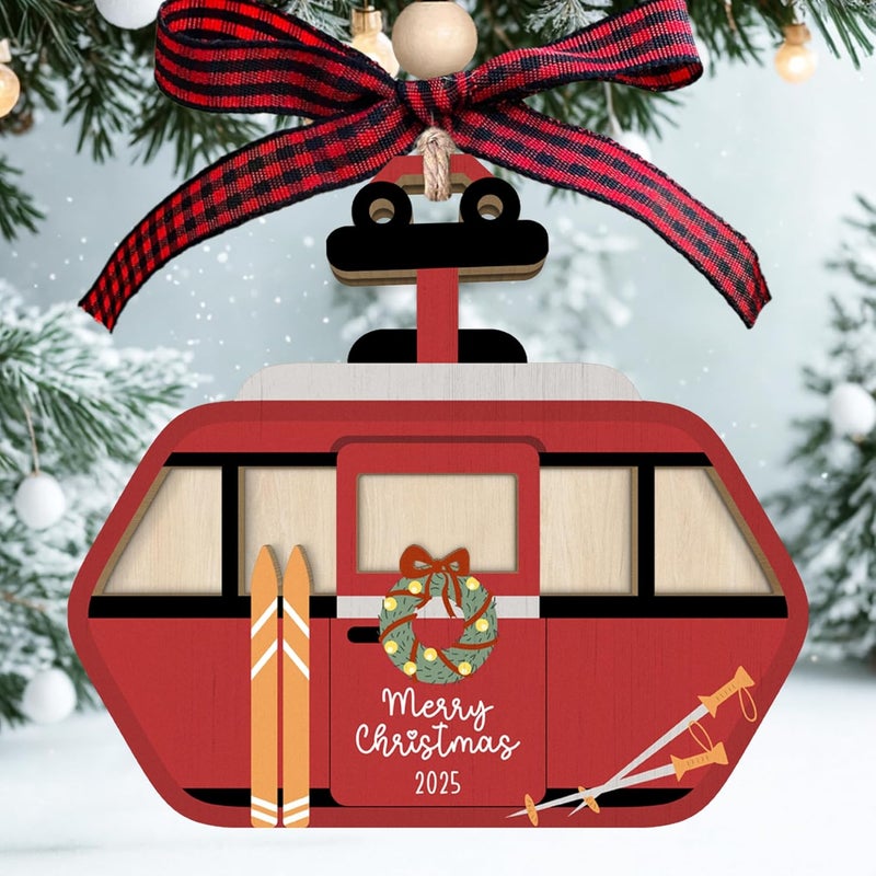 MAPDTWO Ski Gondola Ornament - Skier Lift Ornaments for Christmas Tree, Snow Skiing Ornaments - Ski Gifts for Men, Boys, Skiers, Lovers - Skier Lover Gifts - 2 Layered Wood Ornament 2025 - Image 1